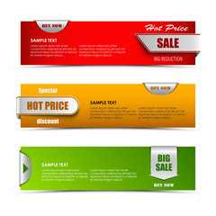 Modern horizontal banners with pointers sale