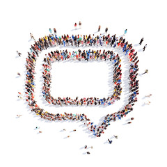 People in the shape of a chat bubble.