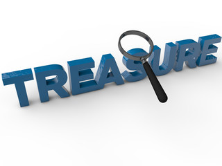 Treasure - 3D Text over white Background