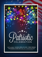 Fototapeta na wymiar Invitation card for American Independence Day celebration.