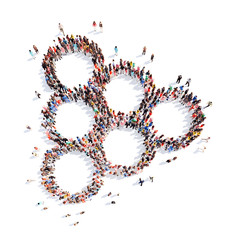 People in the form of arrows.