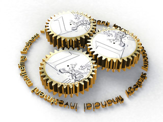 Euro coin gears - financial system concept