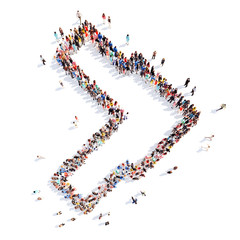 People in the form of arrows.