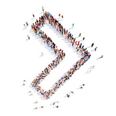 People in the form of arrows.