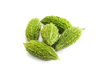 Bitter melon or Bitter gourd  on white background