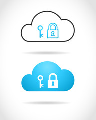 Cloud computing concept with lock as security symbol