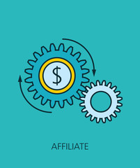 Fototapeta premium Affiliate flat line icon concept