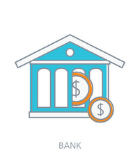 Bank flat line icon concept