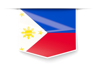 Square label with flag of philippines