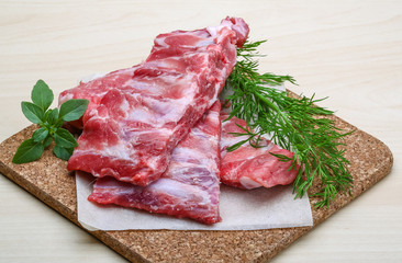 Raw pork ribs