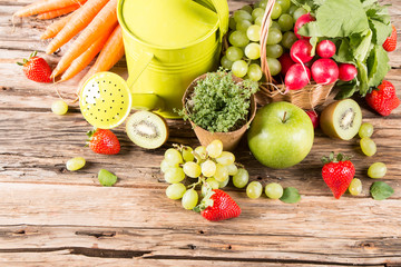 Garden concept, fruits and vegetable