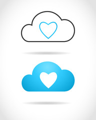 Cloud computing concept with heart symbol