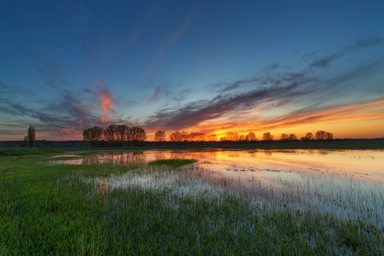 sunset on the river
