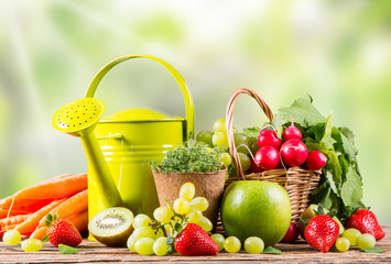 Garden concept, fruits and vegetable