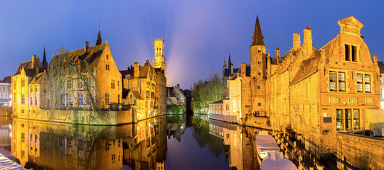 Bruges, Belgium at dusk.