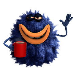 blue cartoon hairy monster 3d © Albert Ziganshin