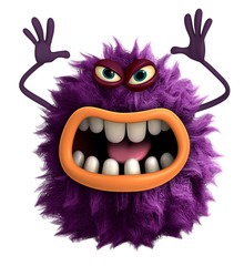 purple cartoon hairy monster 3d © Albert Ziganshin