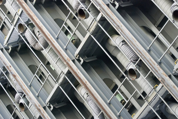 empty ship's cargo holds during container discharge in port © donvictori0