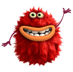 red cartoon hairy monster 3d © Albert Ziganshin