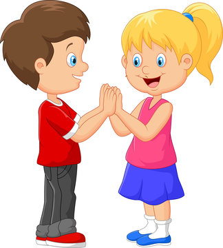 Cartoon children hand clapping games