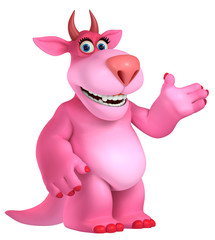 pink cartoon monster 3d