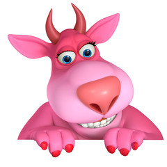 pink cartoon monster 3d