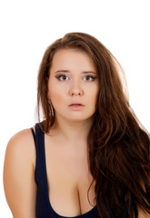 Fototapeta premium fat girl with a frightened look on his face