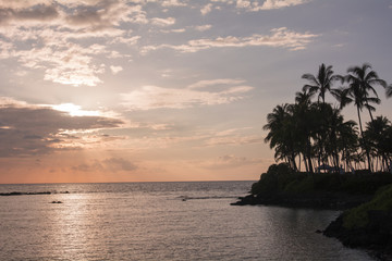 Fototapeta na wymiar ハワイ島ワイコロアの夕日