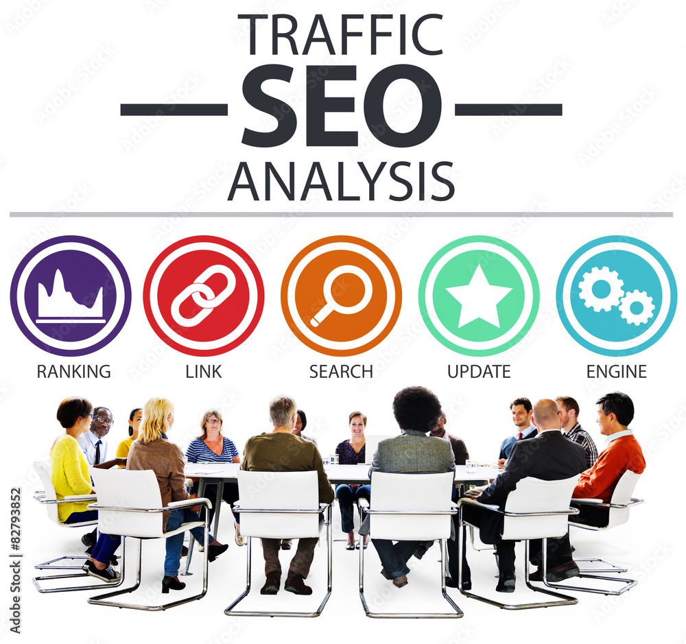 Poster search engine optimisation analysis information data concept
