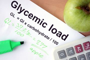 Paper with  glycemic load formula. © Vitalii Vodolazskyi