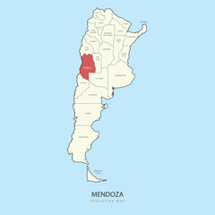 Mendoza Argentina Map Region Province Vector Illustration
