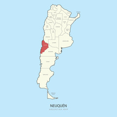 Neuquen Argentina Map Region Province Vector Illustration