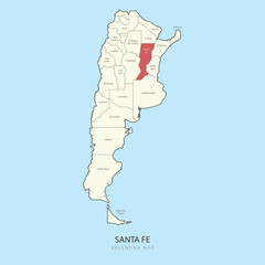 Santa Fe Argentina Map Region Province Vector Illustration