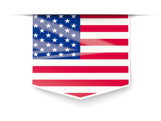 Square label with flag of united states of america