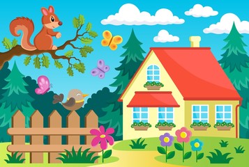 Garden and house theme background 2