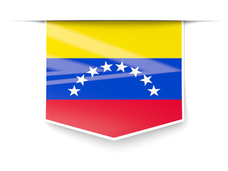 Square label with flag of venezuela