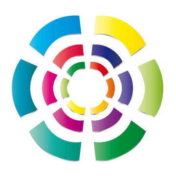 Bunte Blume, Farbspektrum als Logo f&uuml;r Vielfalt, Toleranz, Motivation, Erfolg, Intergation, Inklusion, Gemeinschaft und Menschlichkeit, Vektor, isoliert