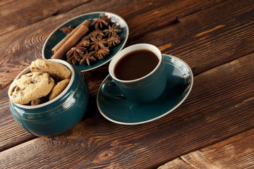 Coffee cup and cookies
