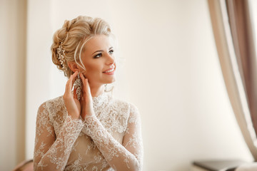 Beautiful bride wedding makeup hairstyle marriage