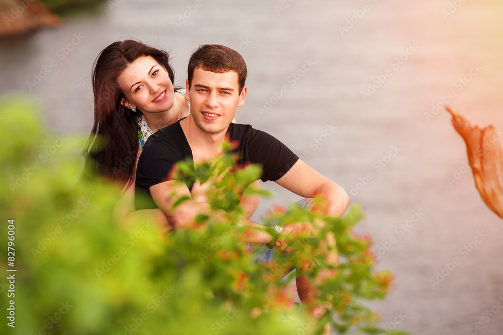 Wall mural couple having fun