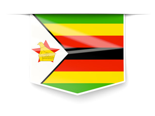 Square label with flag of zimbabwe