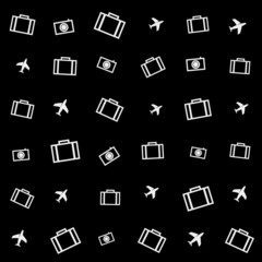 holiday pattern, suitcase or bag, plane and camera