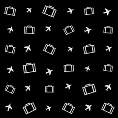  minimalistic vector holiday pattern, suitcase or bag, plane