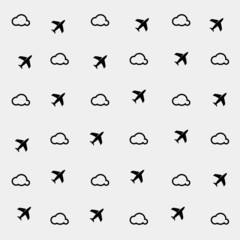  minimalistic vector holiday pattern, clouds and planes