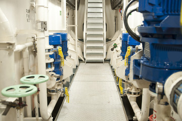 Industrial Interior of a modern cargo / offshore vessel ship