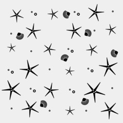  minimalistic vector holiday pattern, starfish and shell