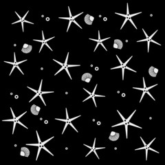 minimalistic vector holiday pattern, starfish and shell