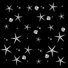 minimalistic vector holiday pattern, starfish and shell