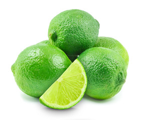ripe lime isolated on white