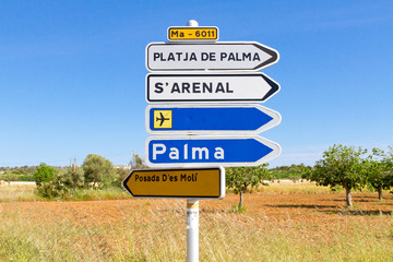 Straßenschild auf Mallorca 